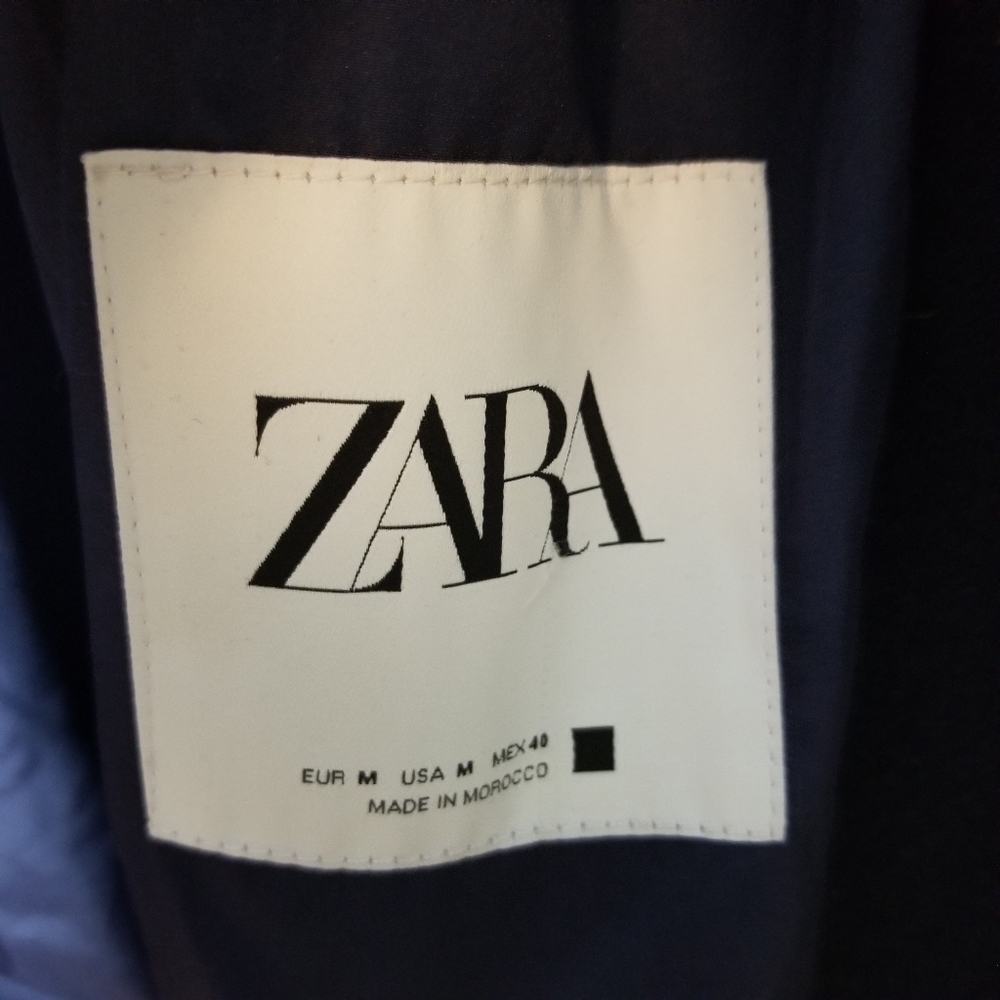 Zara Navy Blue Wool Blend Oversized Coat Overcoat Pea Coat M - Picture 4 of 7